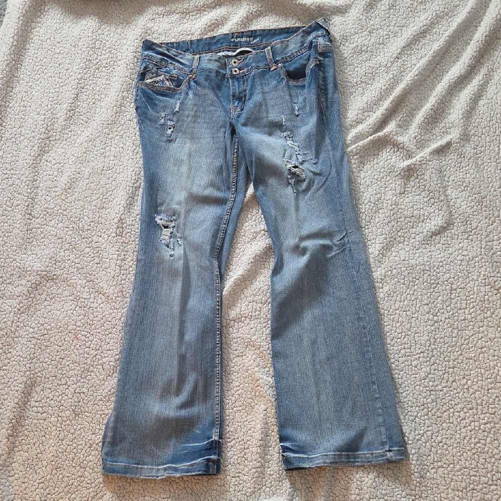 Amethyst Jeans Light Blue Distressed Flare